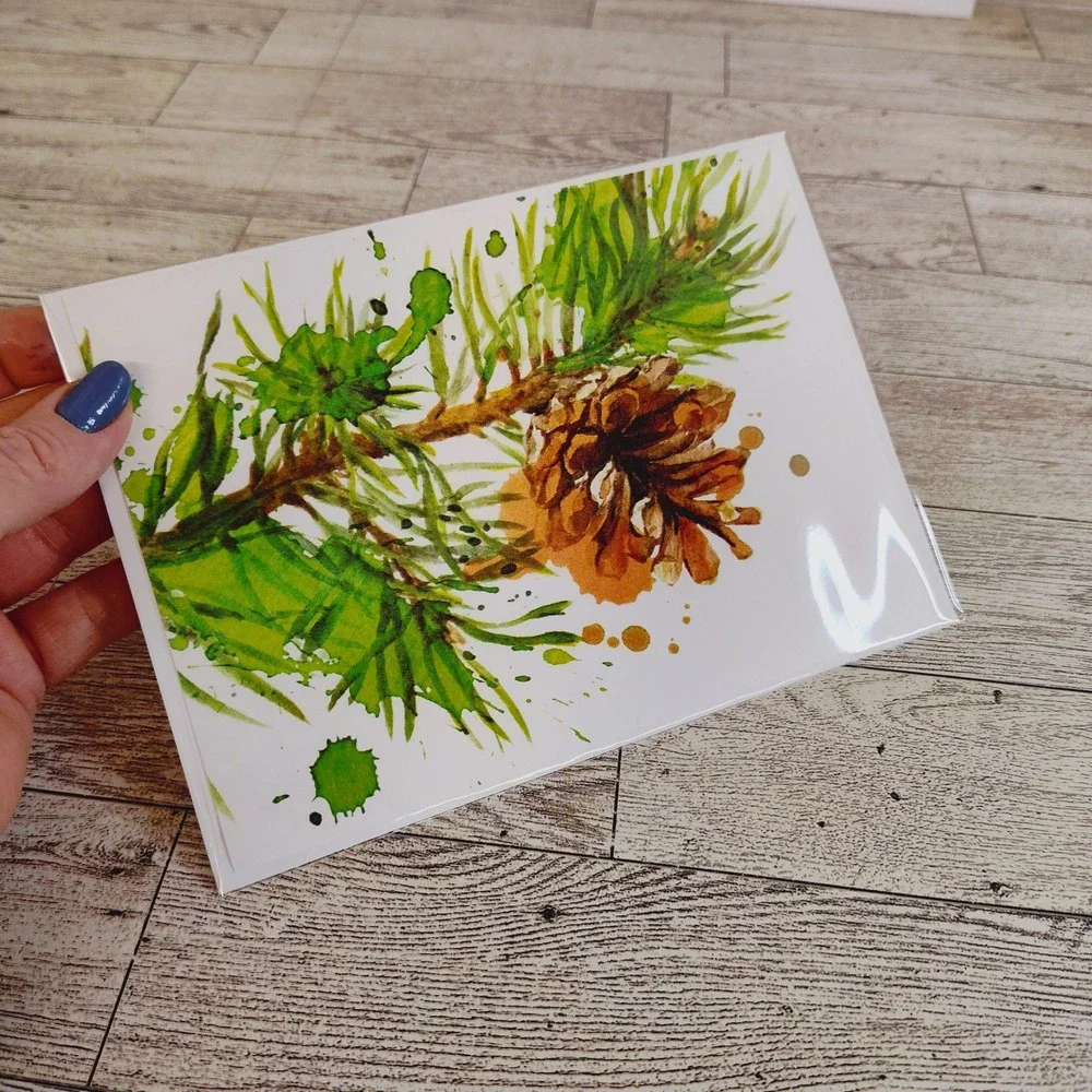 Pine Cone Watercolor Image Card Blank Note‎ Card with Envelope Any Occasion